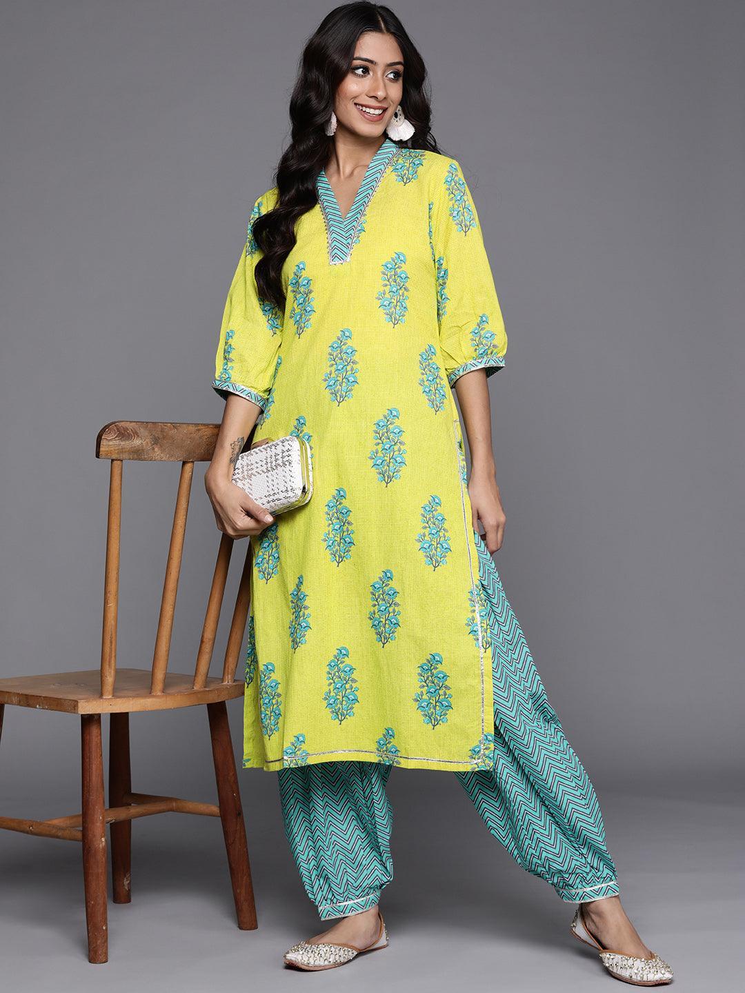 Blue Printed Cotton Salwar Pants - ShopLibas