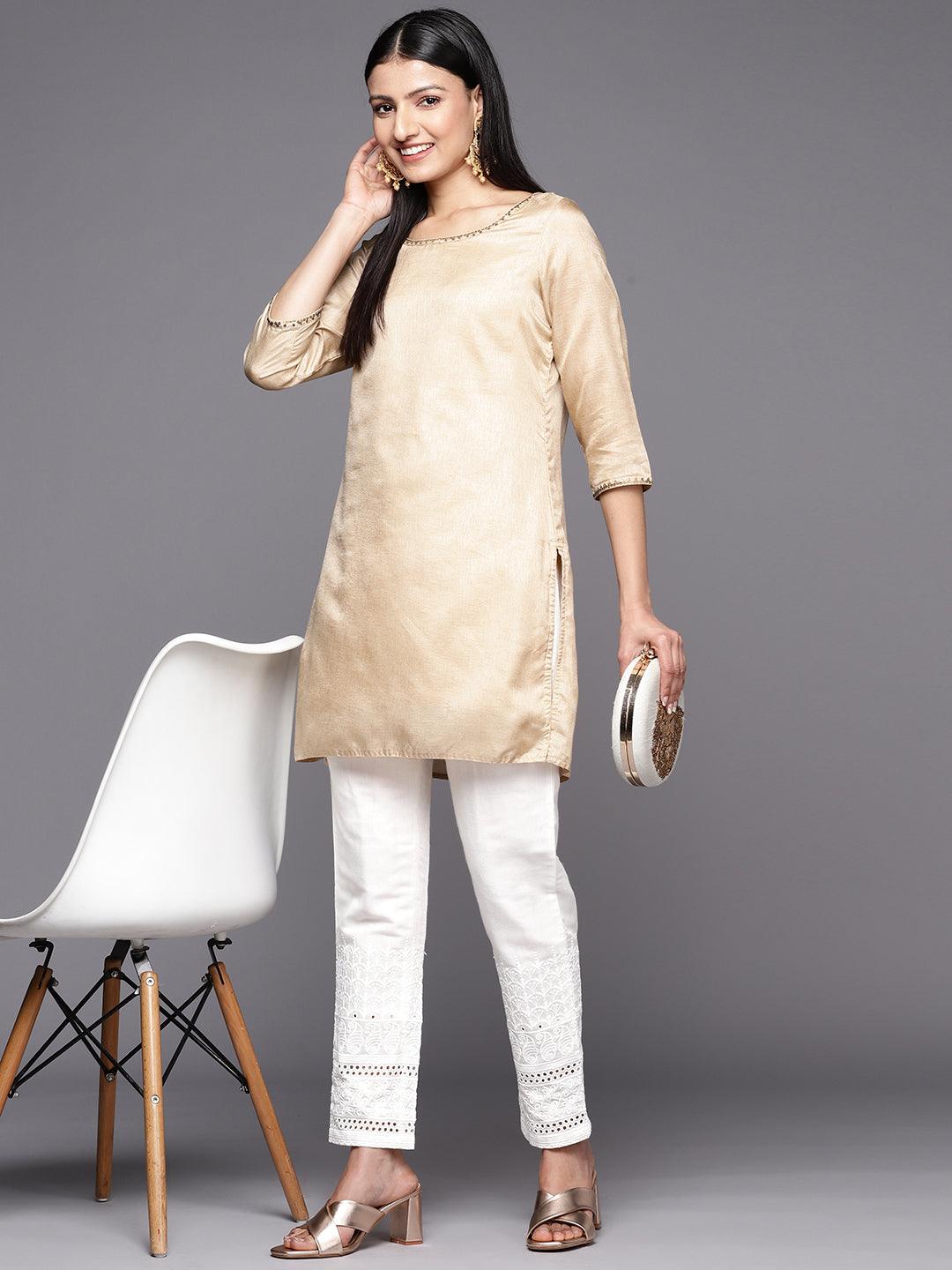 White Embroidered Cotton Trousers - ShopLibas