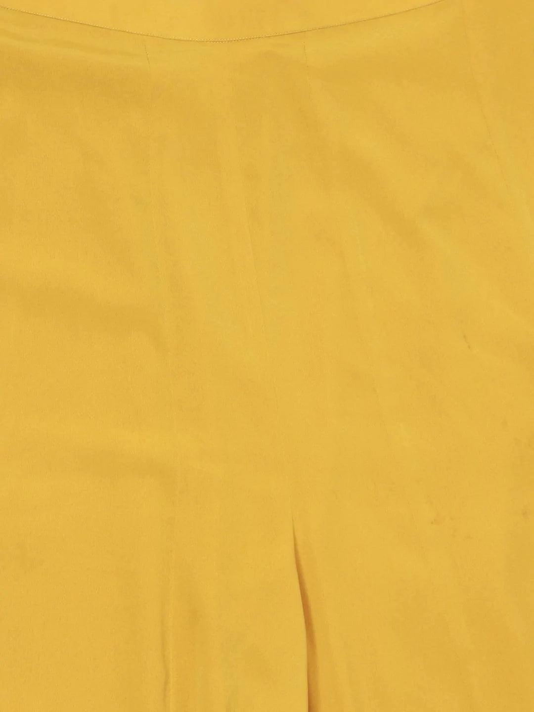 Yellow Solid Crepe Palazzos - ShopLibas