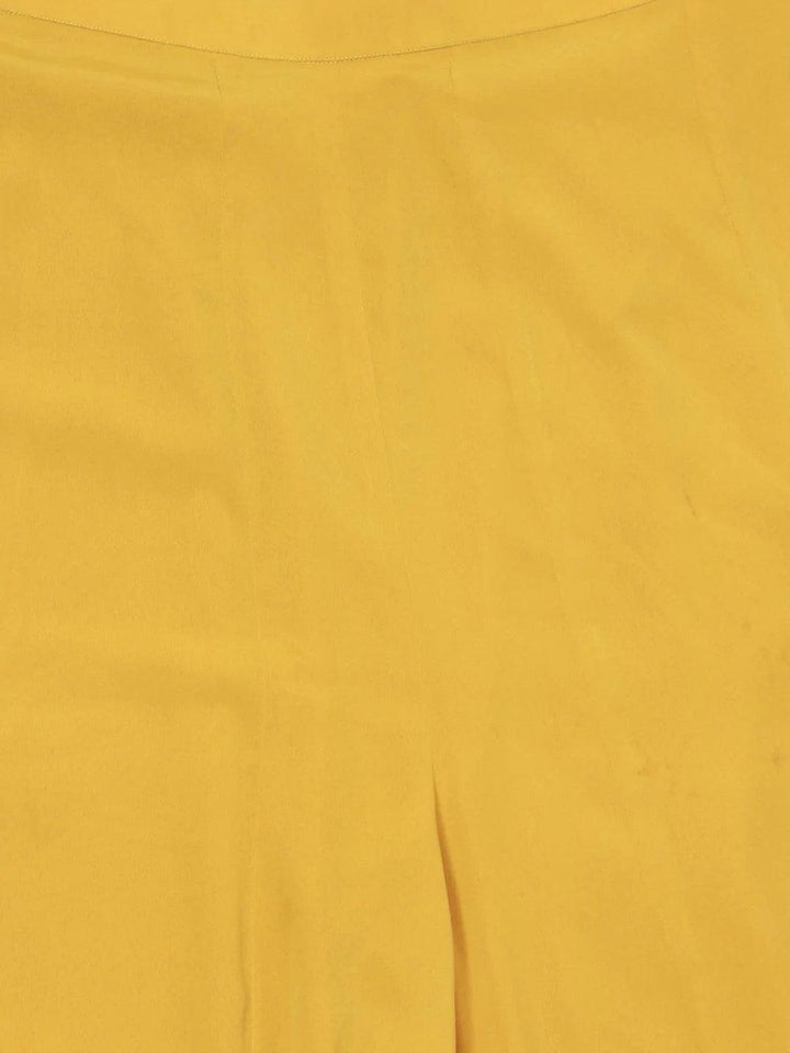 Yellow Solid Crepe Palazzos - ShopLibas