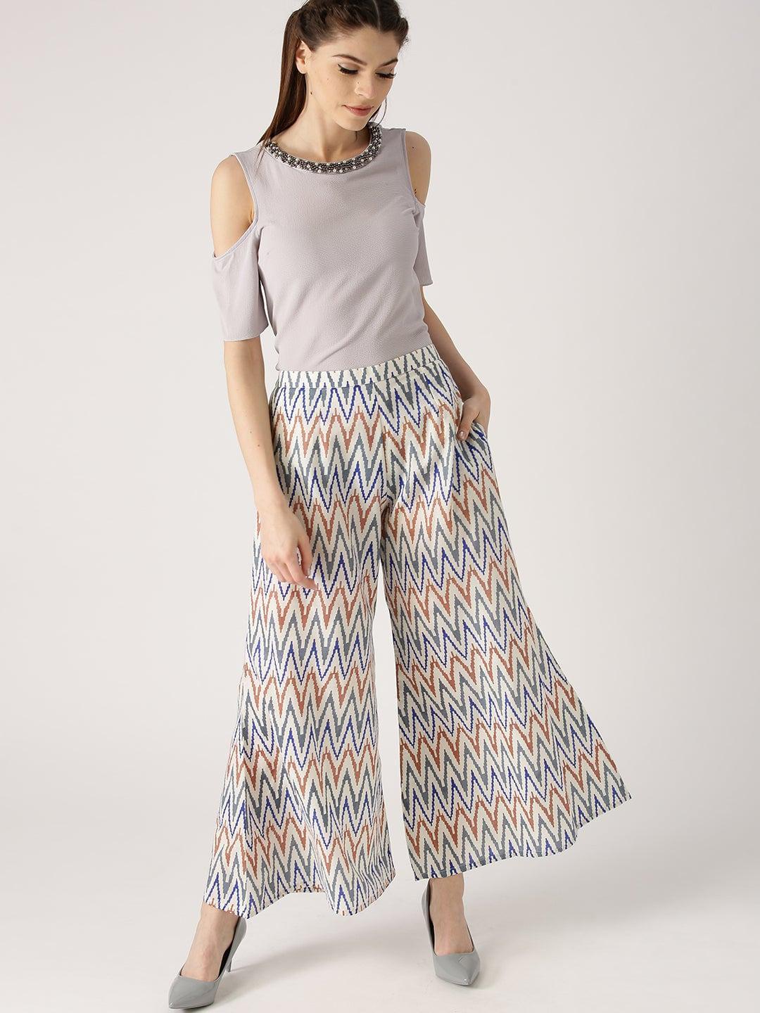 Multicoloured Abstract Cotton Palazzos - ShopLibas