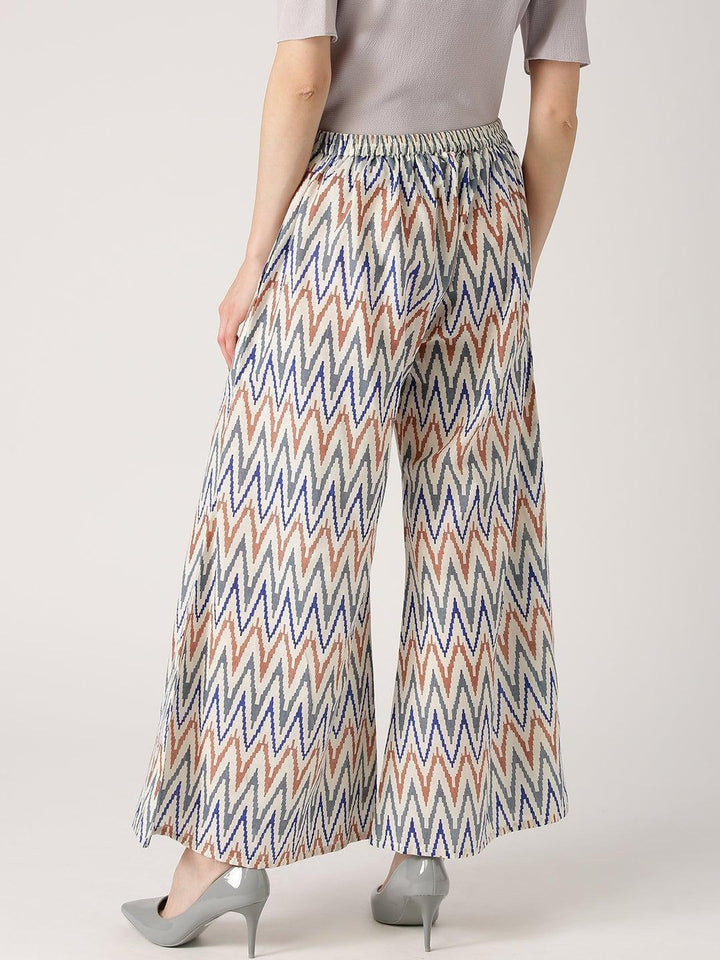 Multicoloured Abstract Cotton Palazzos - ShopLibas