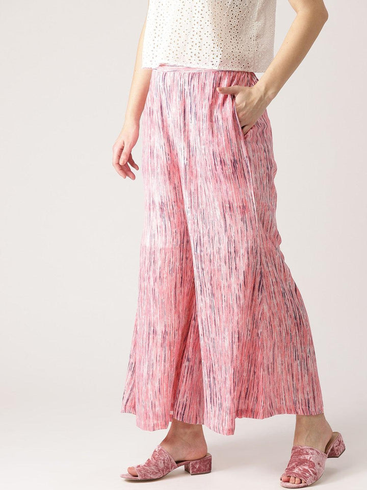 Pink Striped Georgette Palazzos - ShopLibas