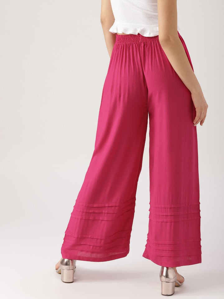 Pink Solid Rayon Palazzos - ShopLibas