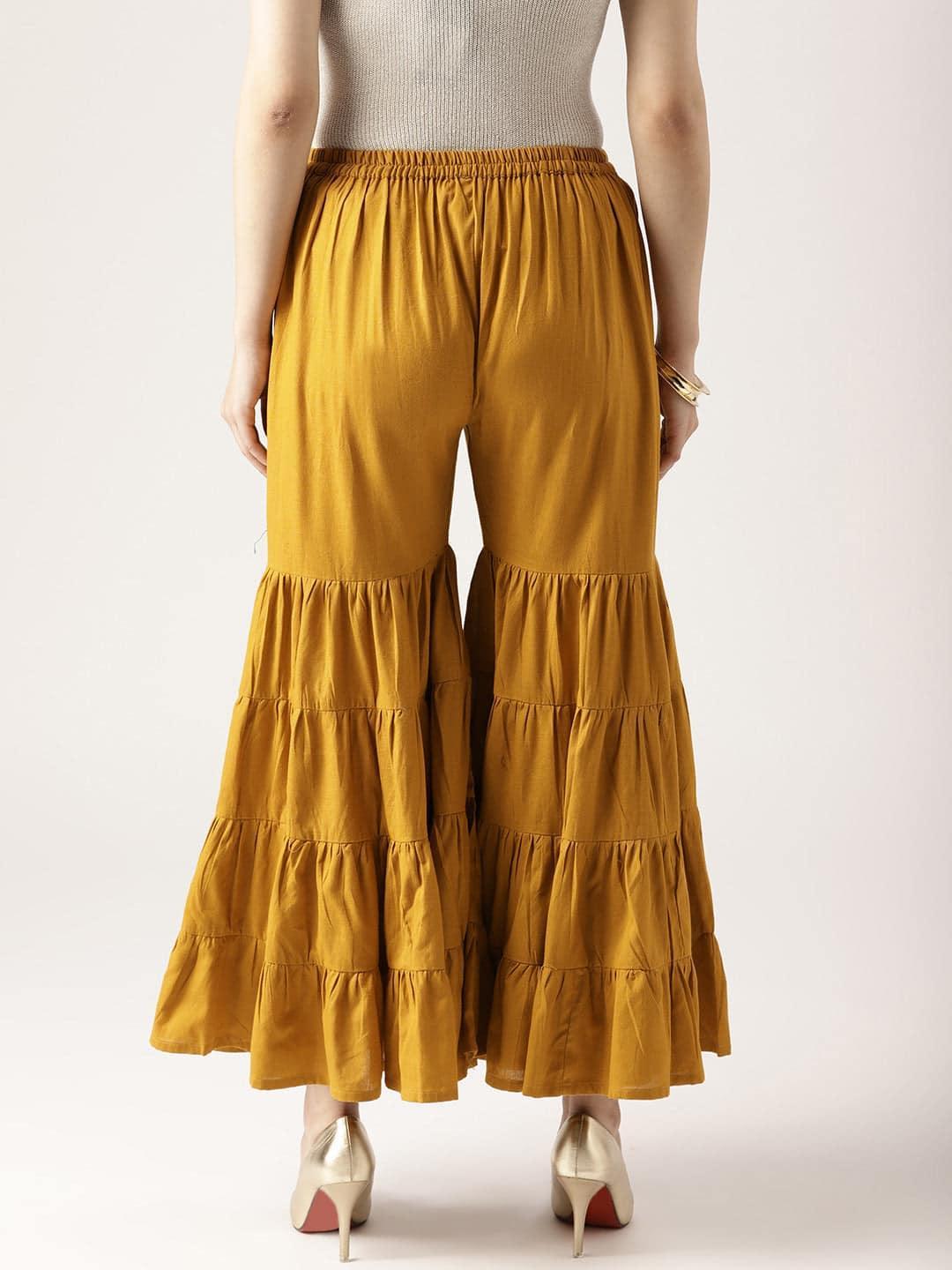 Yellow Solid Cotton Sharara Pants - ShopLibas