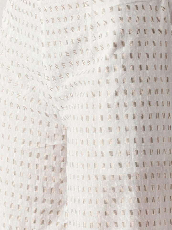 White Abstract Cotton Palazzos - ShopLibas