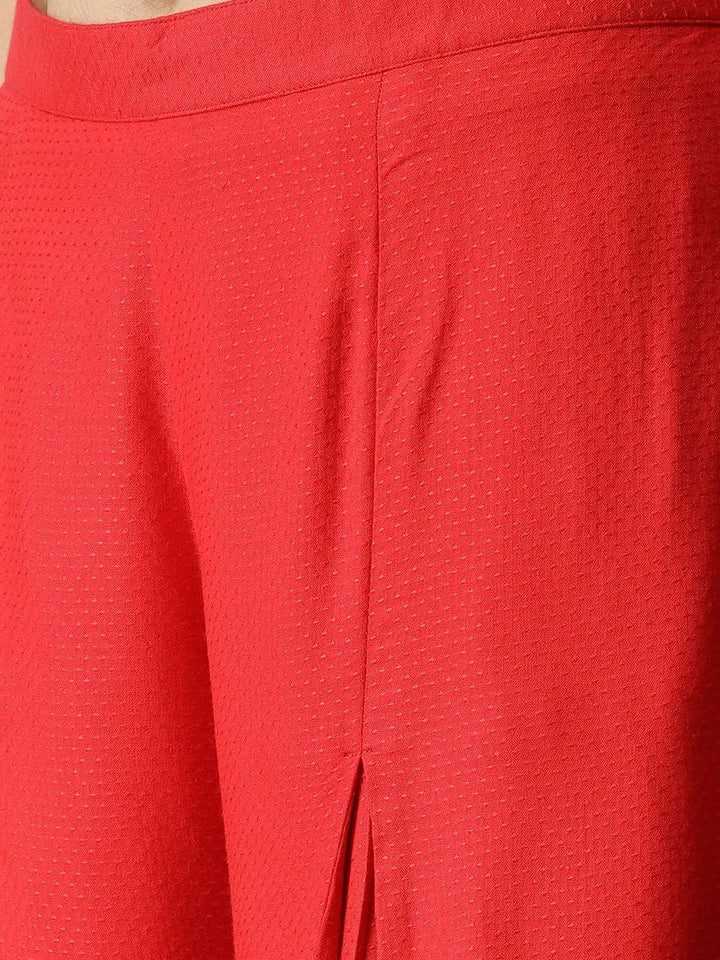 Red Solid Rayon Palazzos - ShopLibas