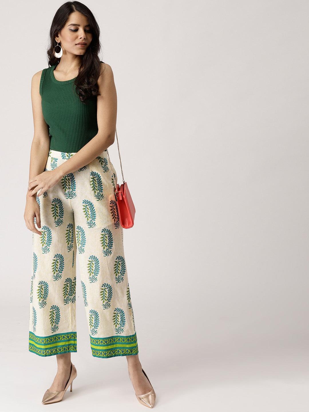 Multicoloured Printed Cotton Palazzos - ShopLibas