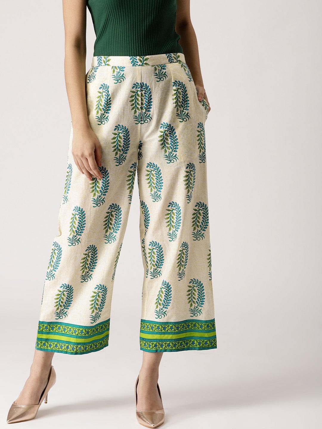 Multicoloured Printed Cotton Palazzos - ShopLibas