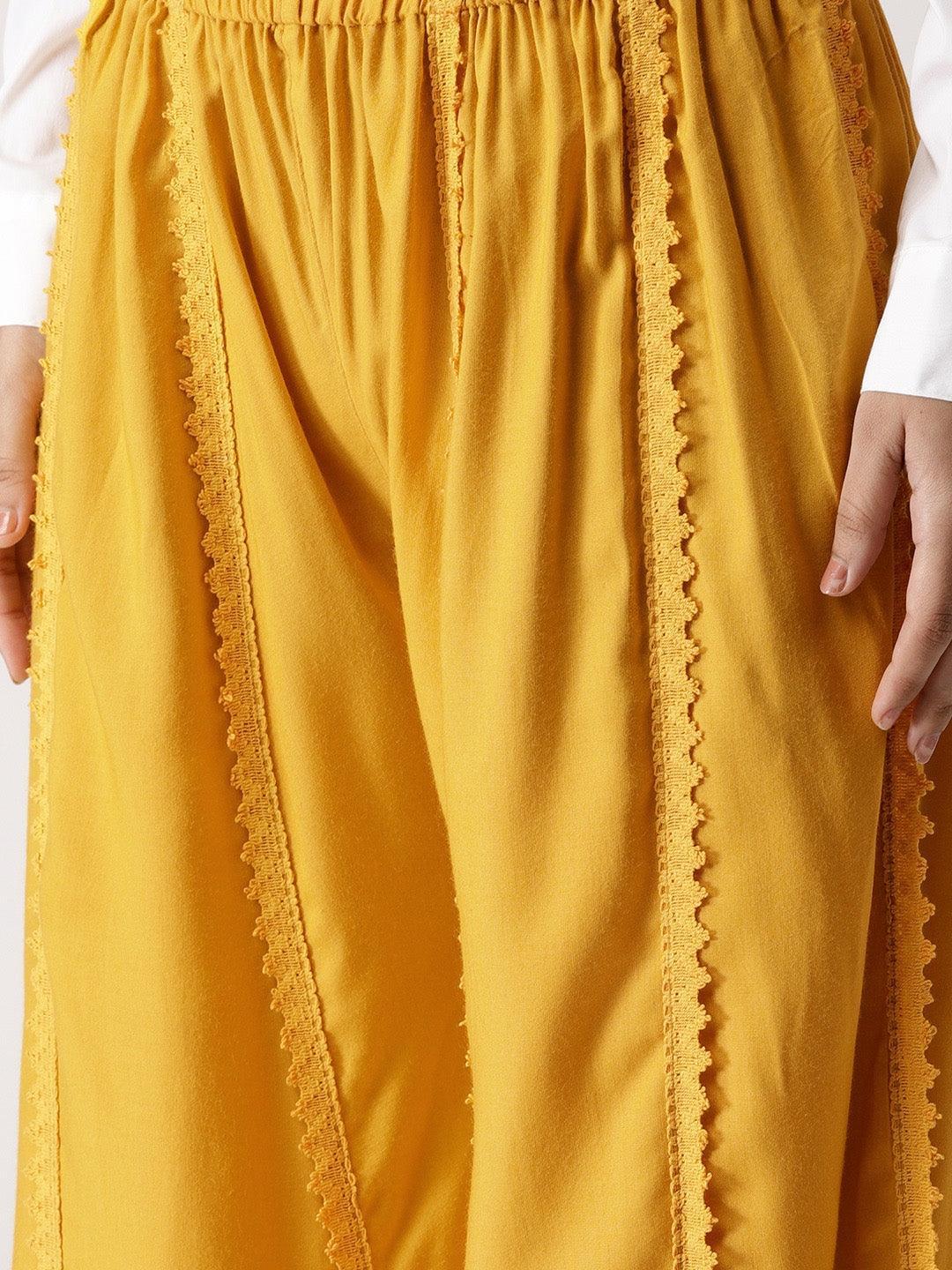 Yellow Solid Rayon Palazzos - ShopLibas