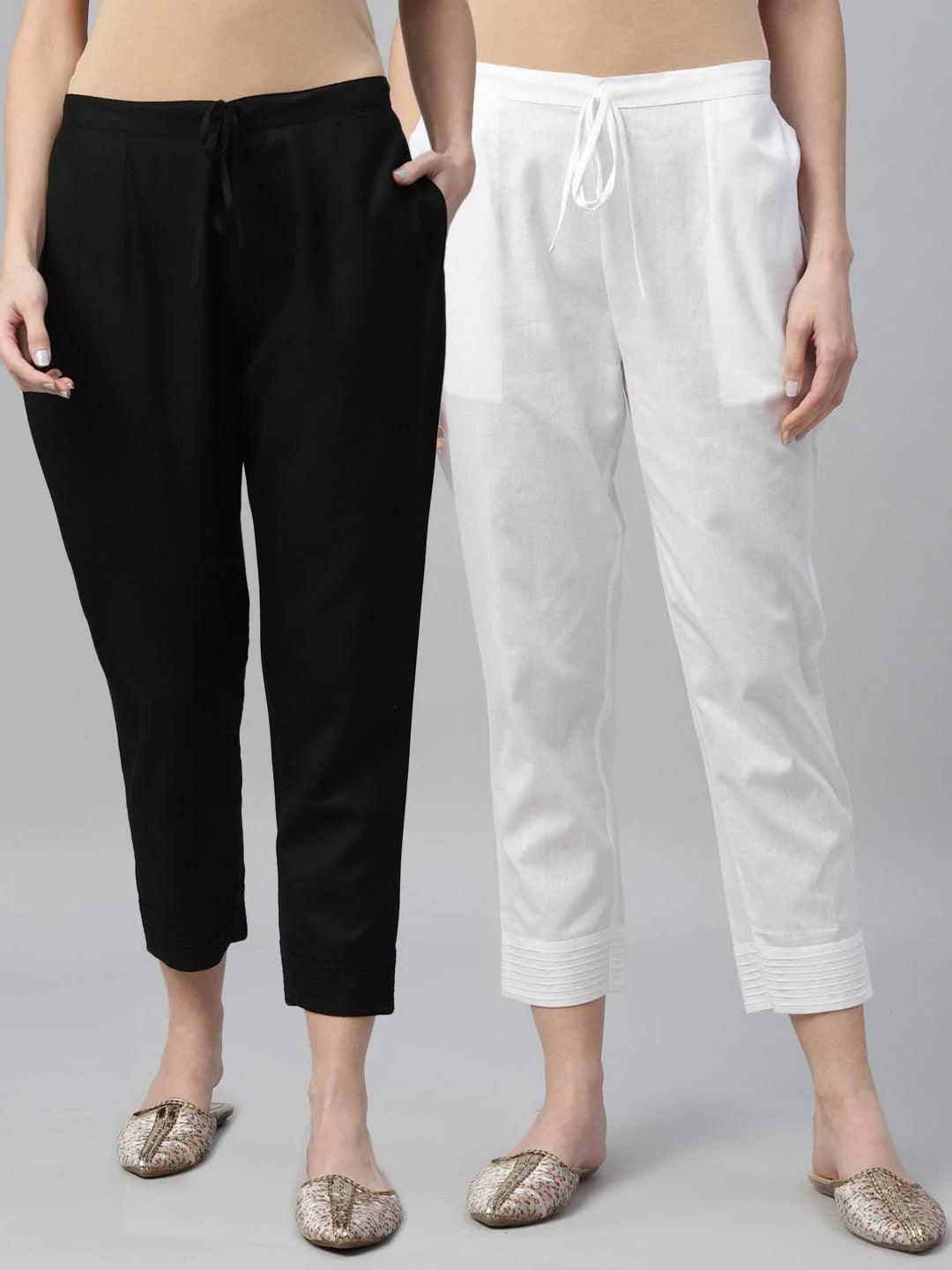 Pack of 2 Solid Cotton Trousers - ShopLibas