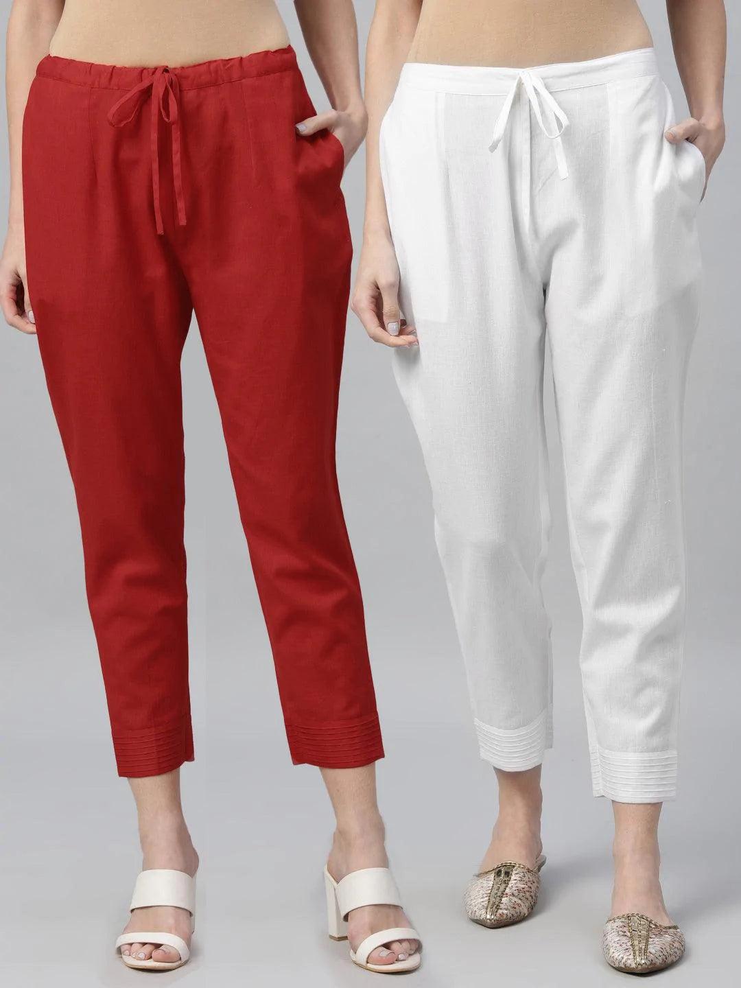 Pack of 2 Solid Cotton Trousers - ShopLibas