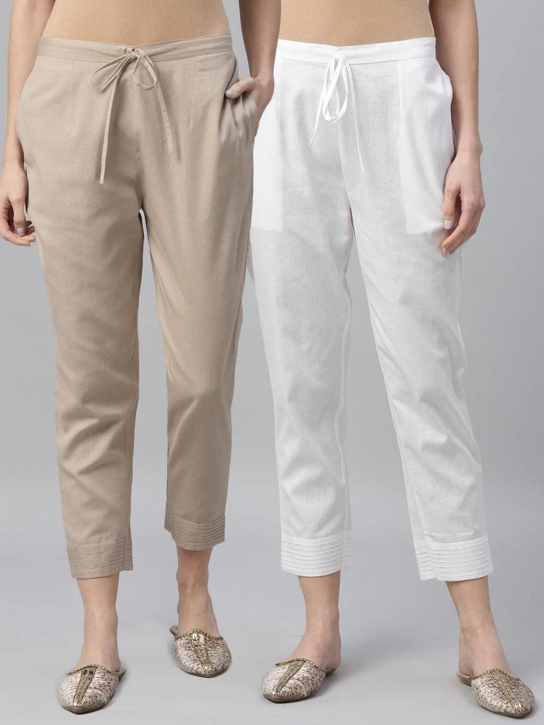 Pack of 2 Solid Cotton Trousers - ShopLibas