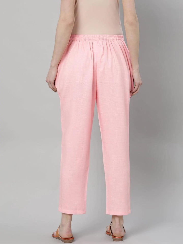 Pink Solid Rayon Trousers - ShopLibas