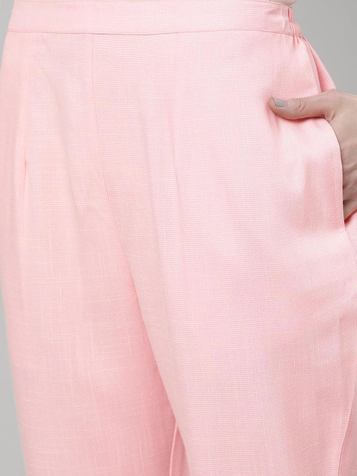 Pink Solid Rayon Trousers - ShopLibas