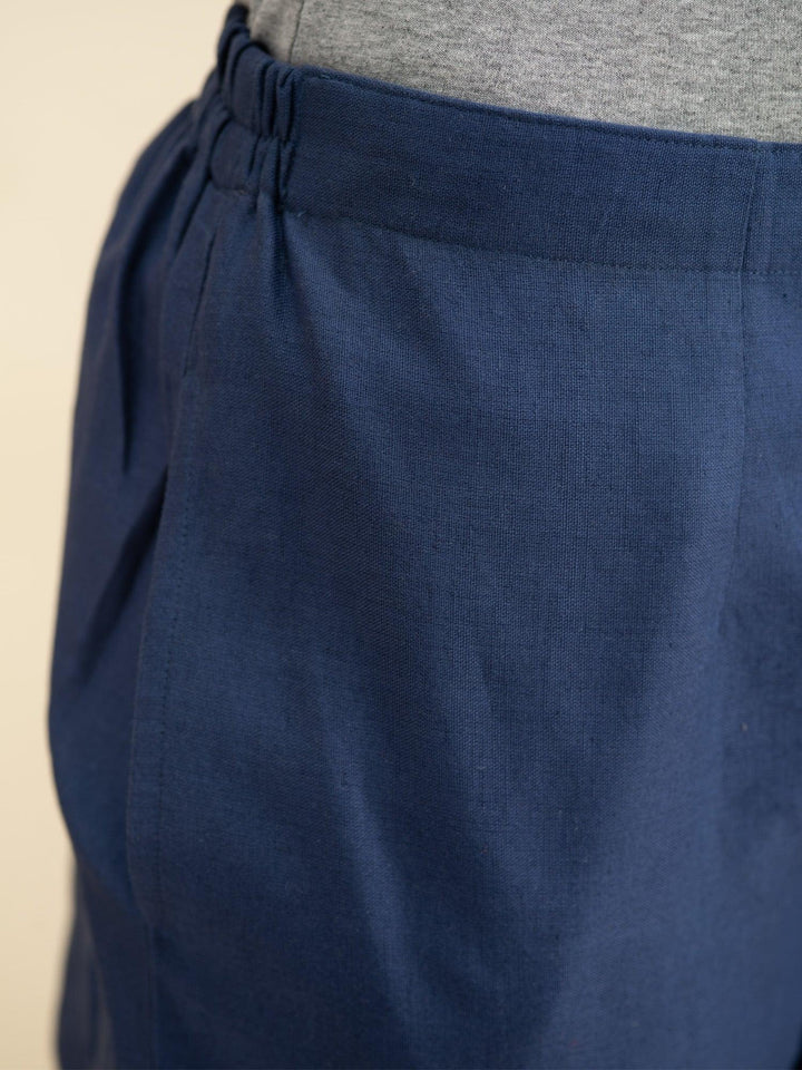 Blue Solid Cotton Trousers - ShopLibas