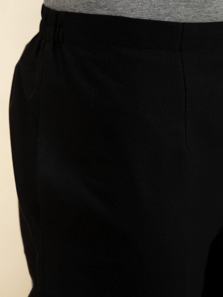 Black Solid Cotton Trousers - ShopLibas