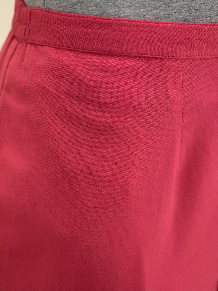 Magenta Solid Cotton Trousers - ShopLibas