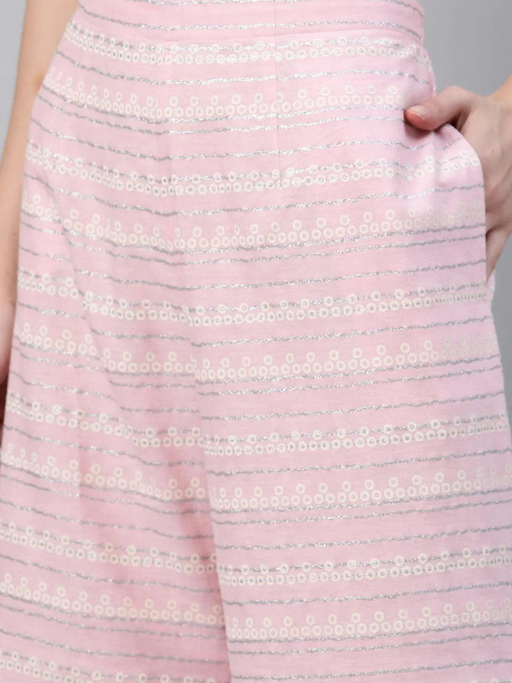 Pink Printed Cotton Palazzos - ShopLibas