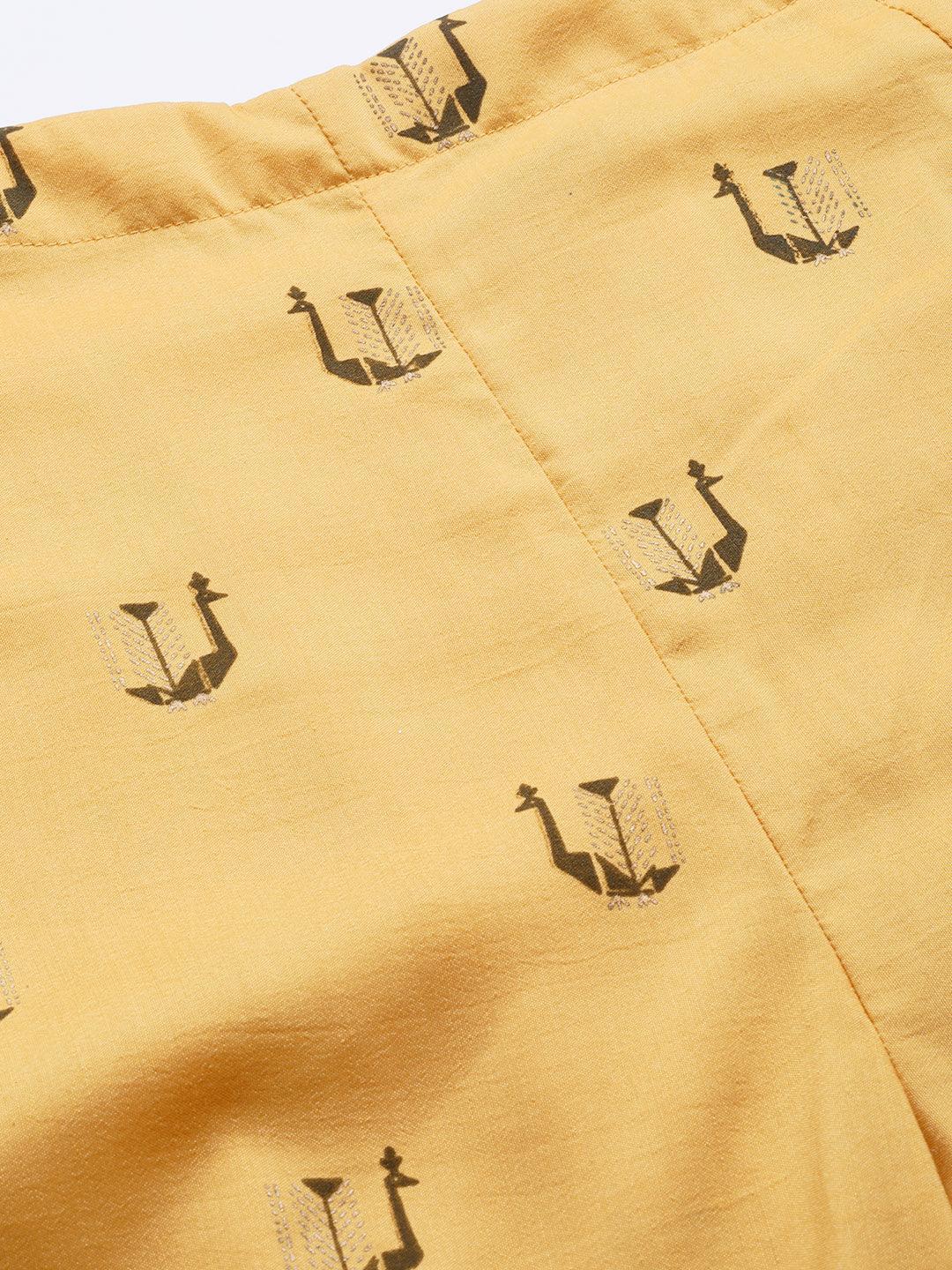 Yellow Printed Silk Palazzos