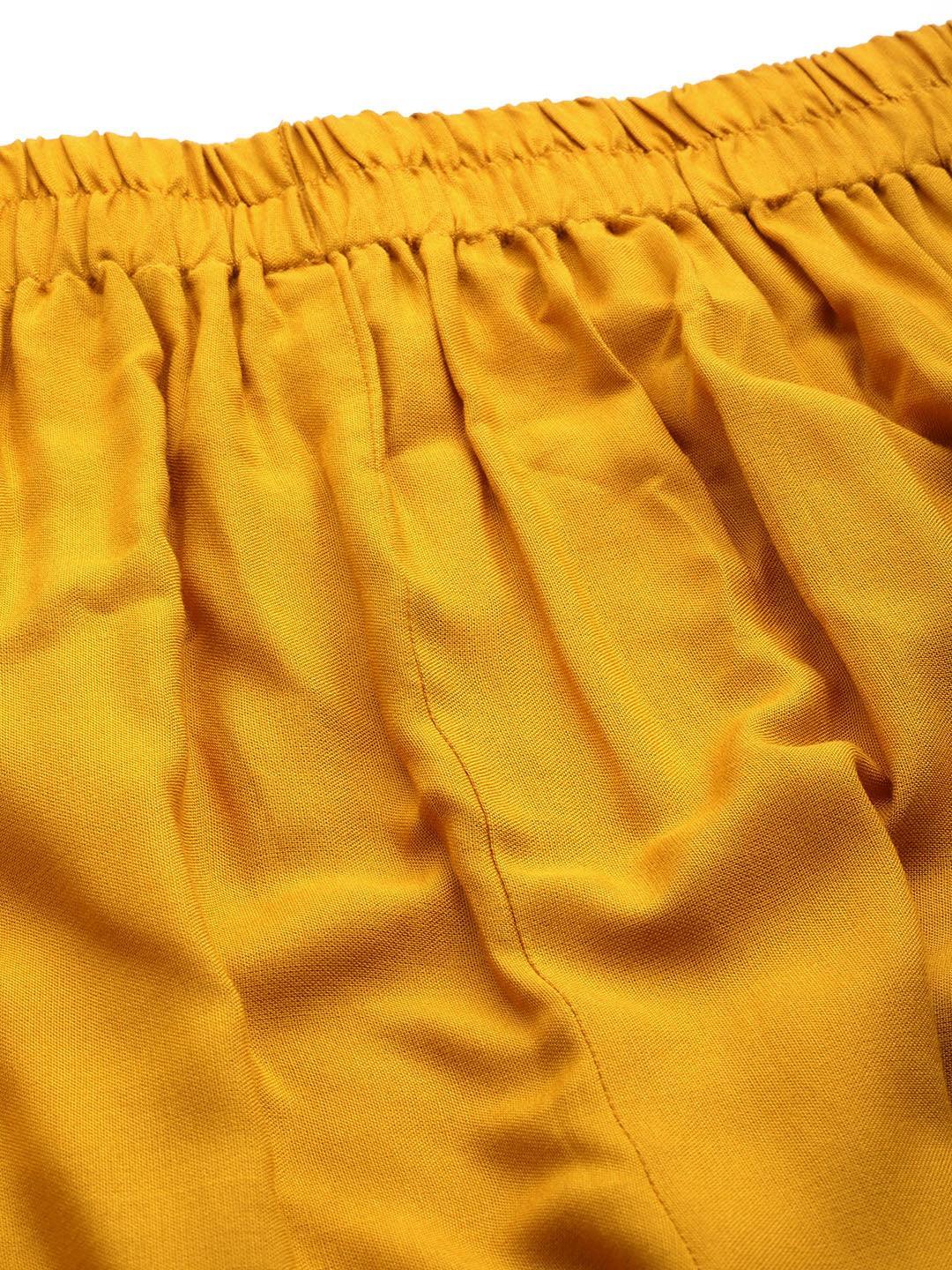 Yellow Solid Rayon Palazzos - ShopLibas