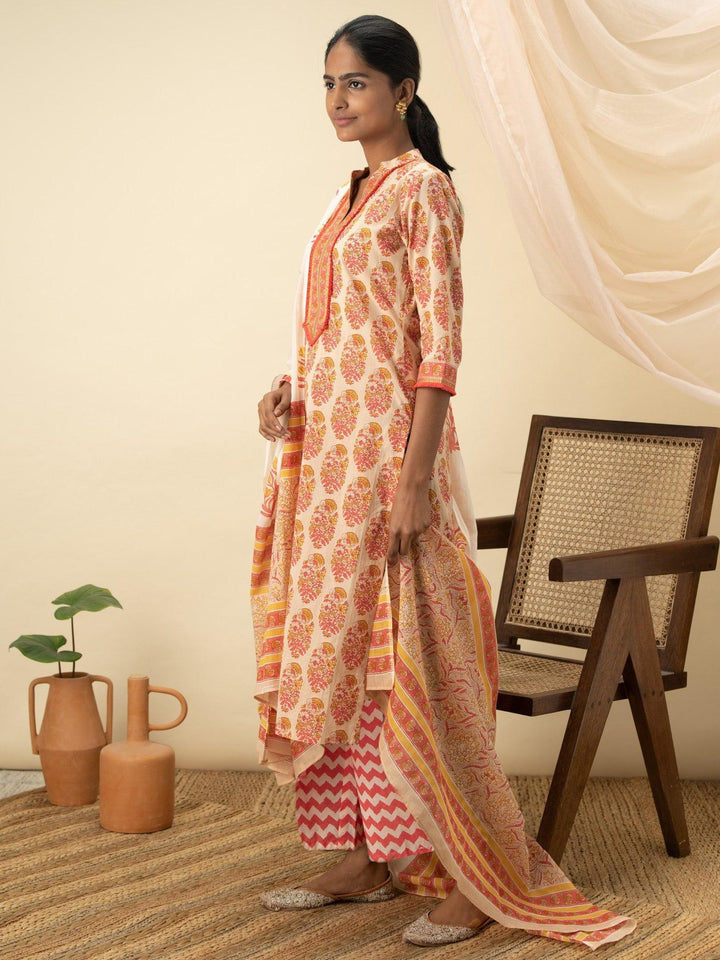 Multicoloured Printed Cotton Suit Set - ShopLibas