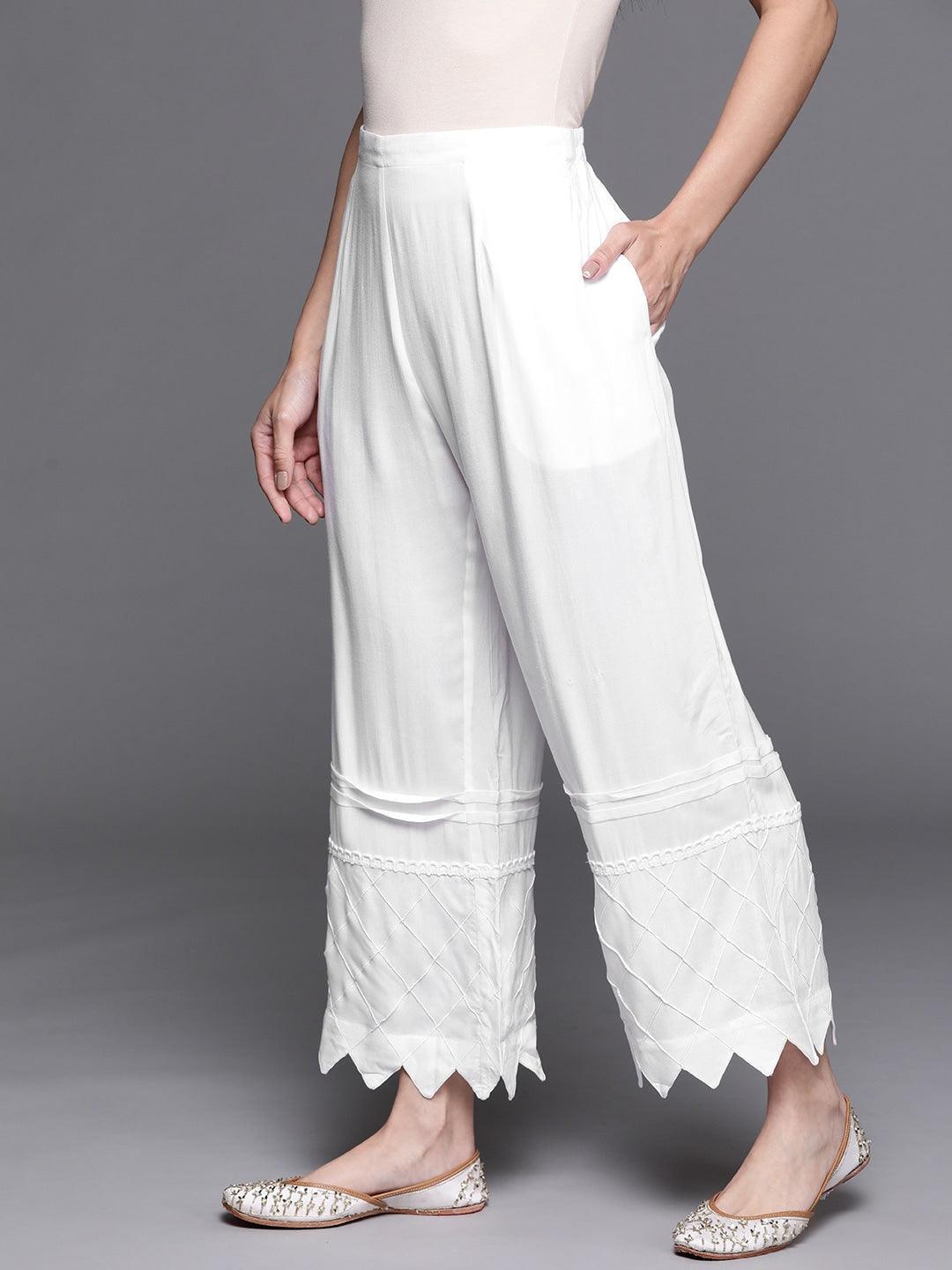 White Hem Design Rayon Palazzos