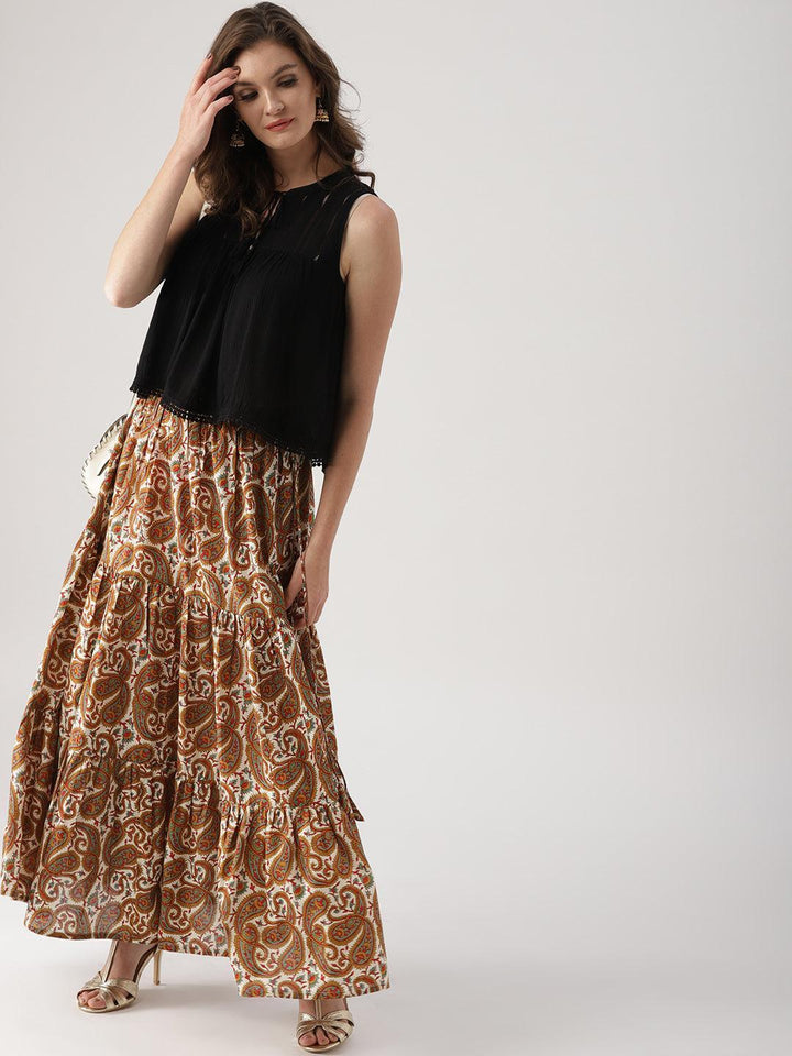 Multicoloured Printed Cotton Skirt - ShopLibas