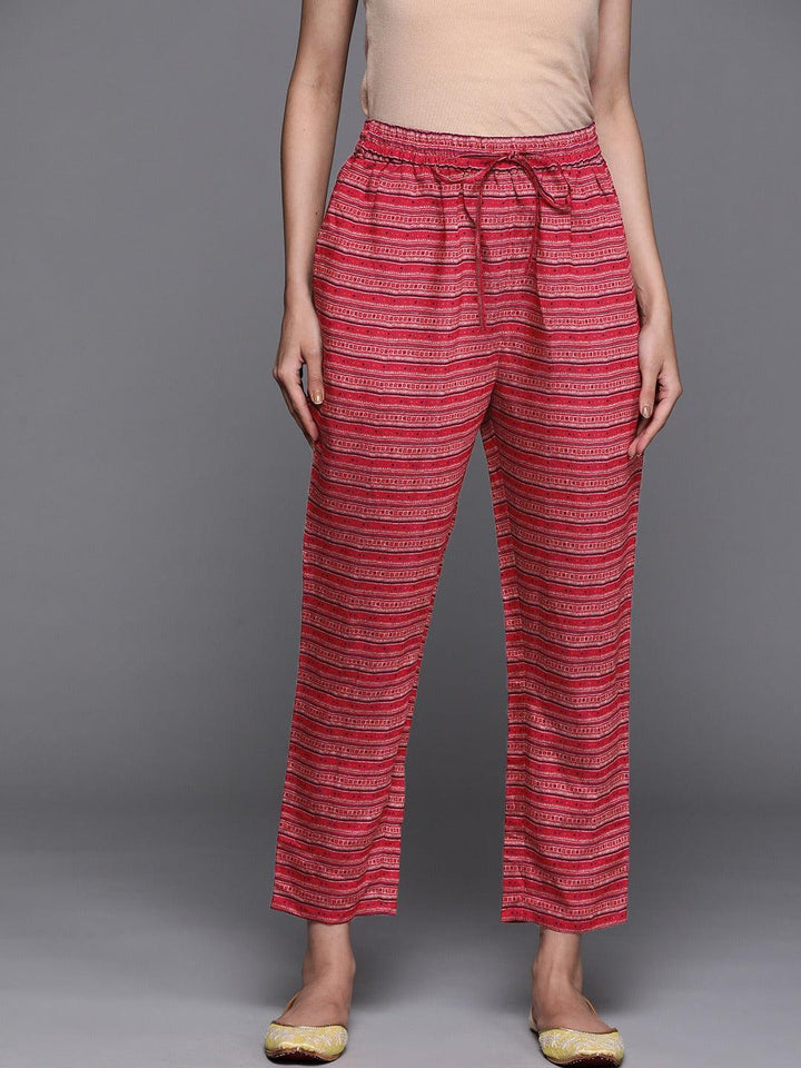 Pink Striped Silk Trousers - ShopLibas