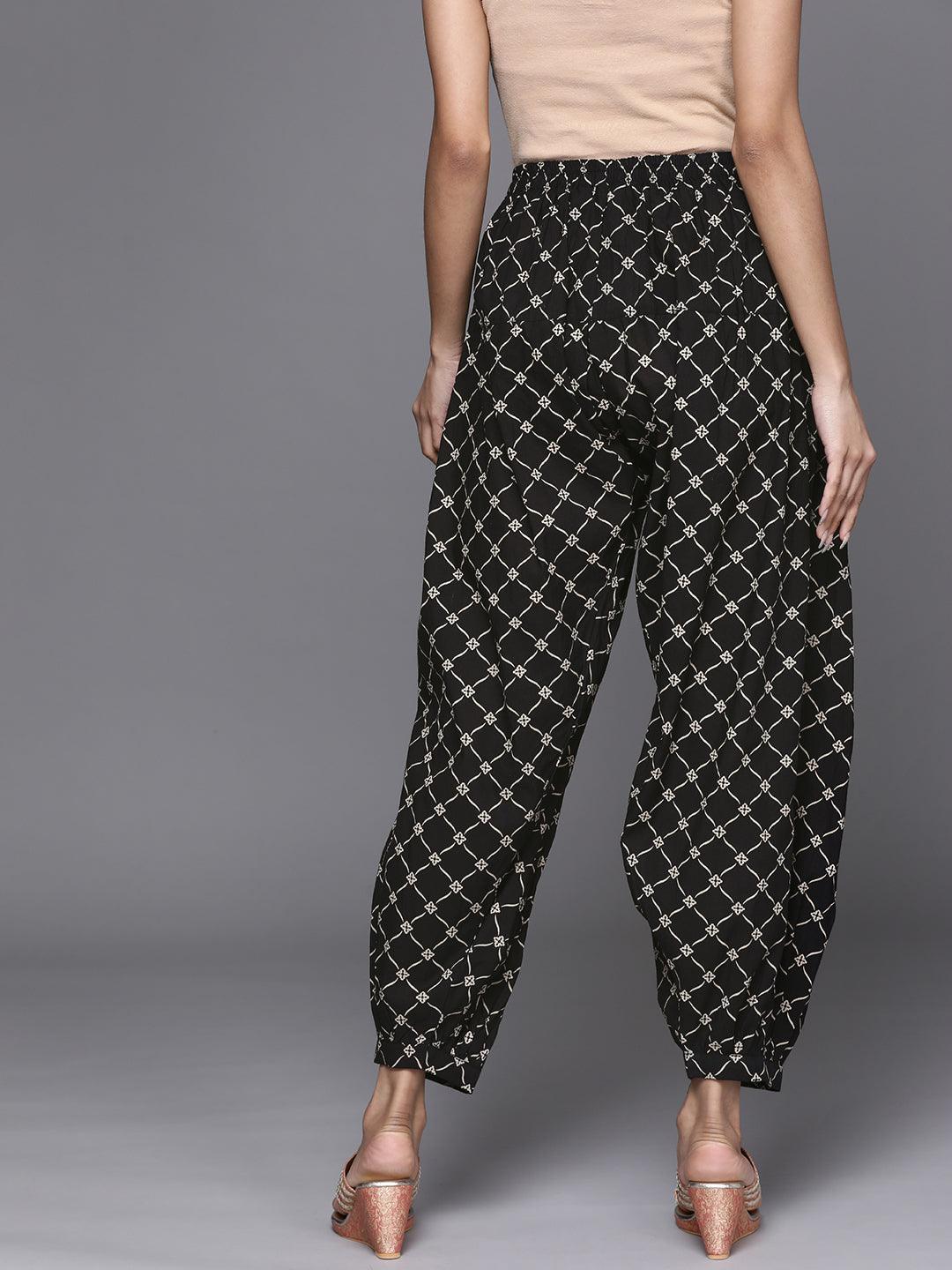 Black Printed Cotton Salwar Pants