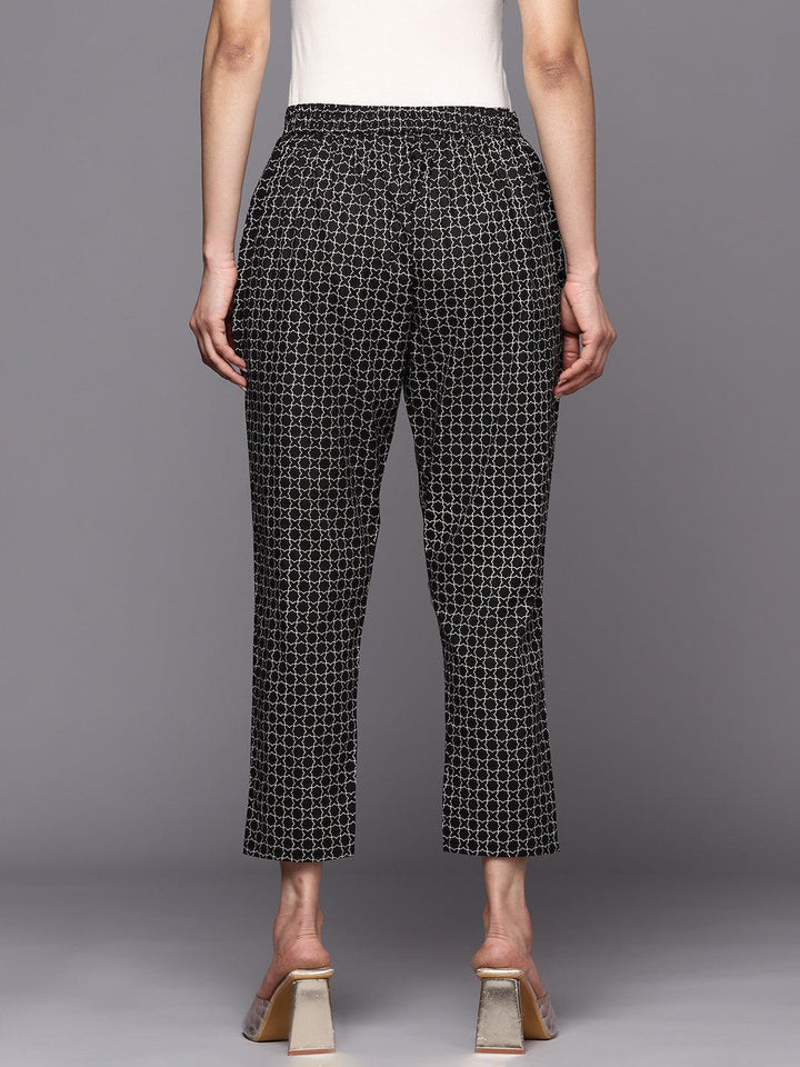 Black Printed Cotton Trousers - ShopLibas