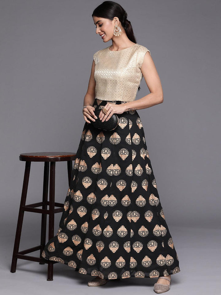 Black Printed Georgette Skirt - ShopLibas