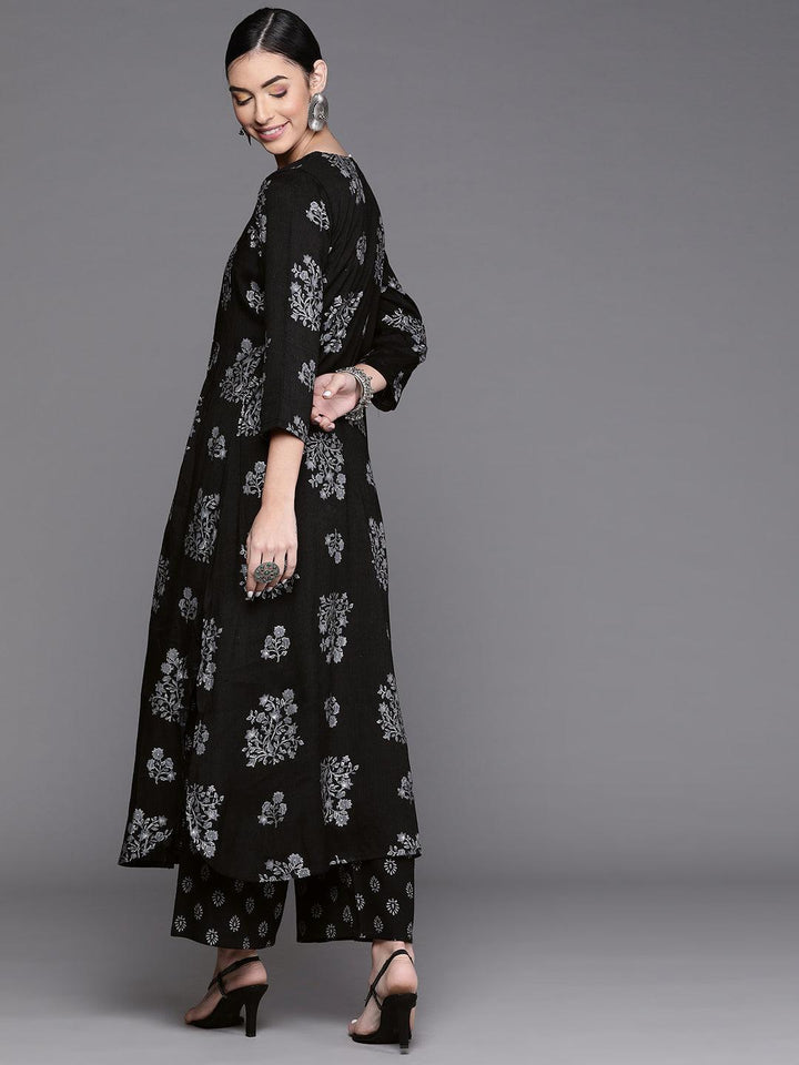 Black Printed Rayon Kurta - Libas