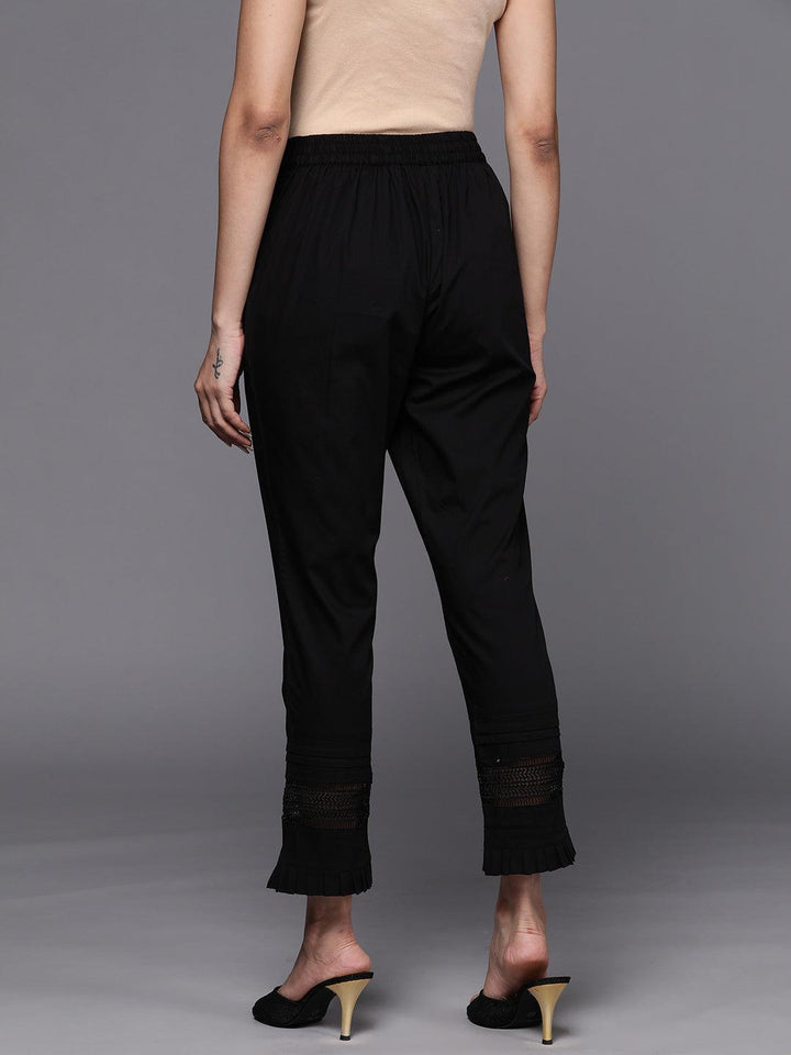 Black Solid Cotton Trousers - ShopLibas