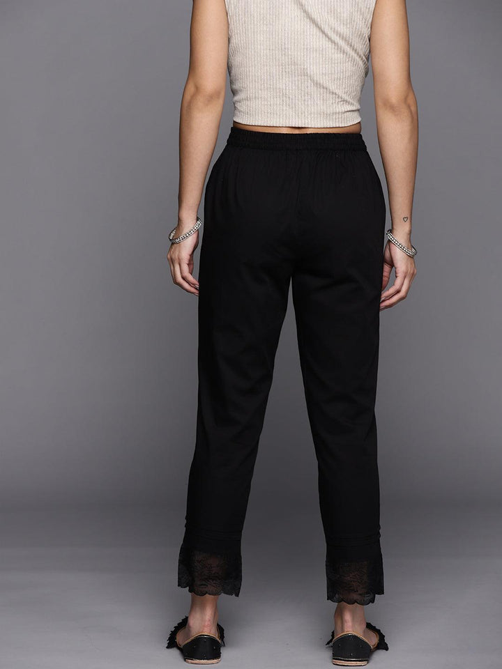 Black Solid Cotton Trousers - ShopLibas