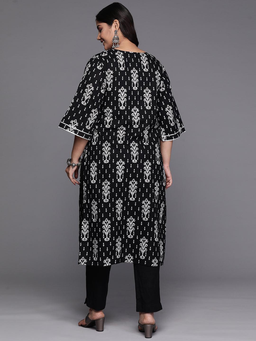 Black Yoke Design Cotton Straight Kurta