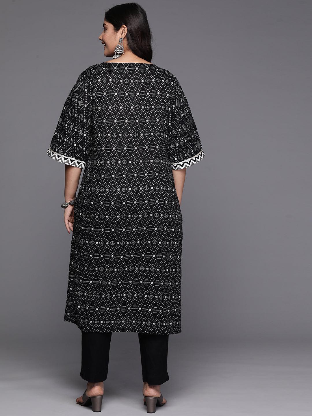 Black Yoke Design Cotton Straight Kurta - Libas