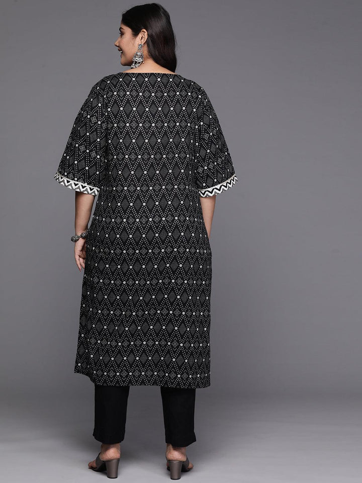 Black Yoke Design Cotton Straight Kurta - Libas