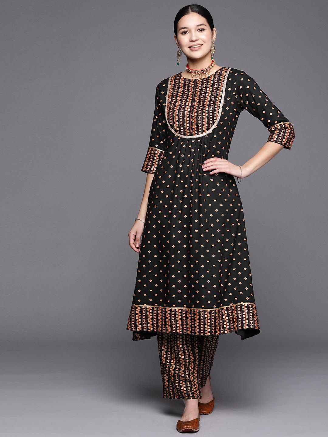 Black Yoke Design Rayon A-Line Kurta