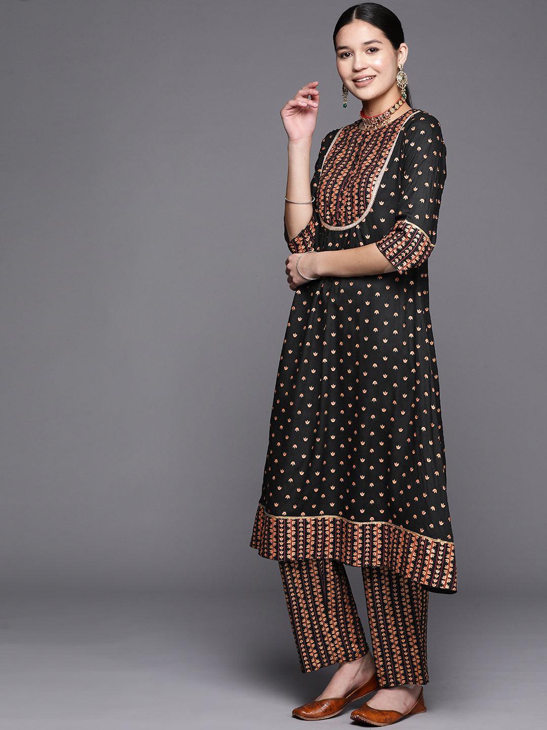 Black Yoke Design Rayon A-Line Kurta