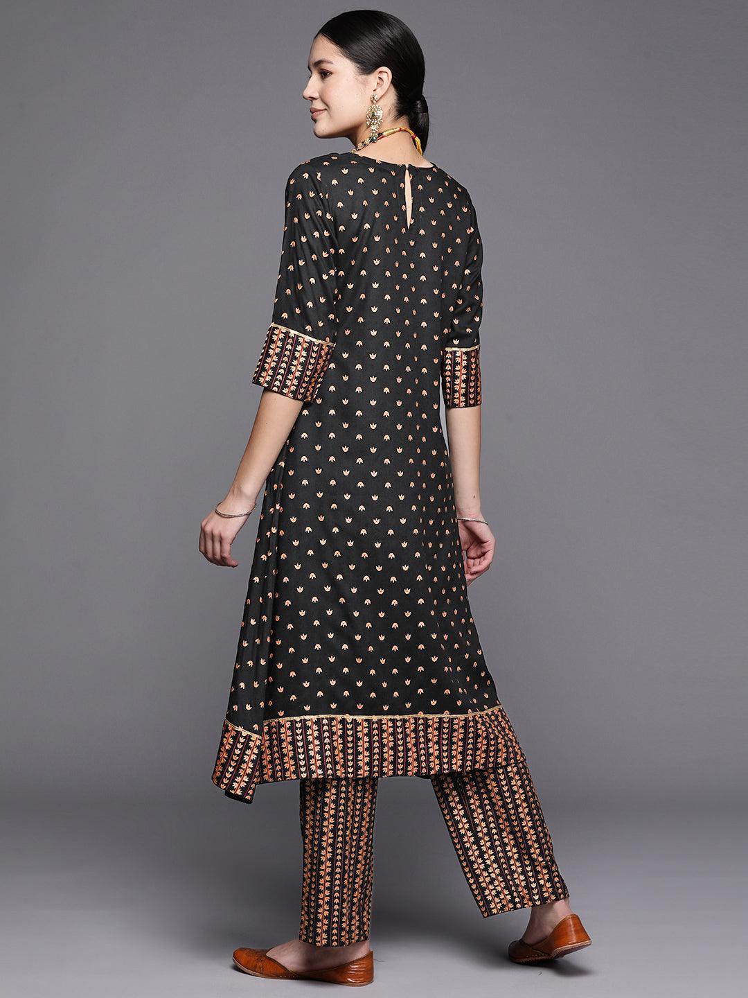 Black Yoke Design Rayon A-Line Kurta - ShopLibas