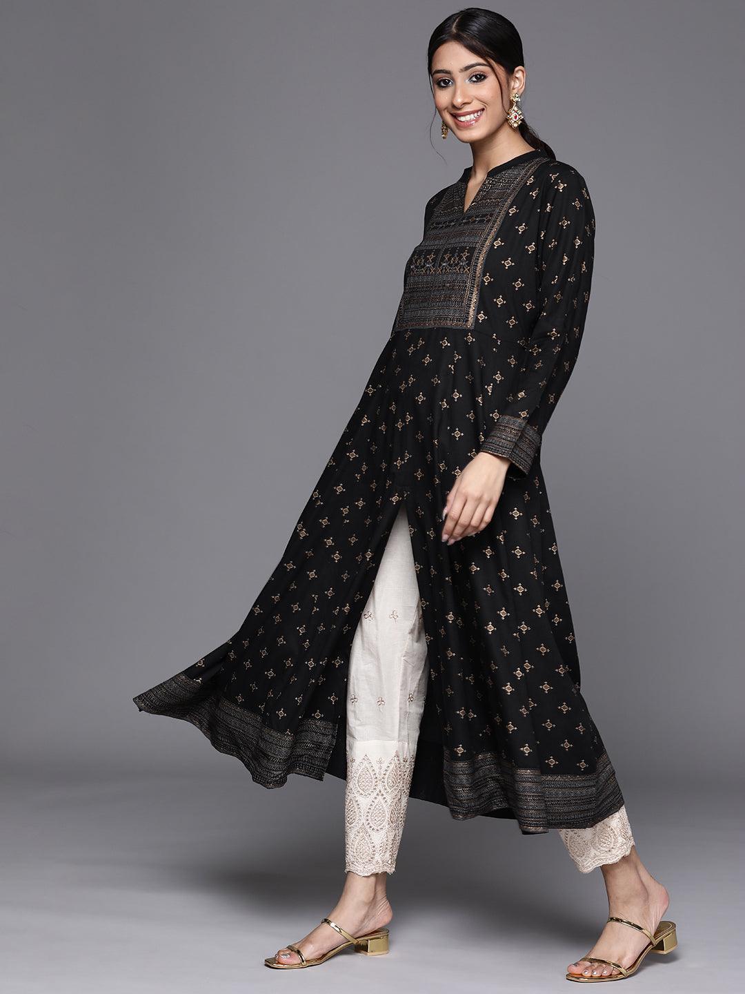 Black Yoke Design Rayon Kurta