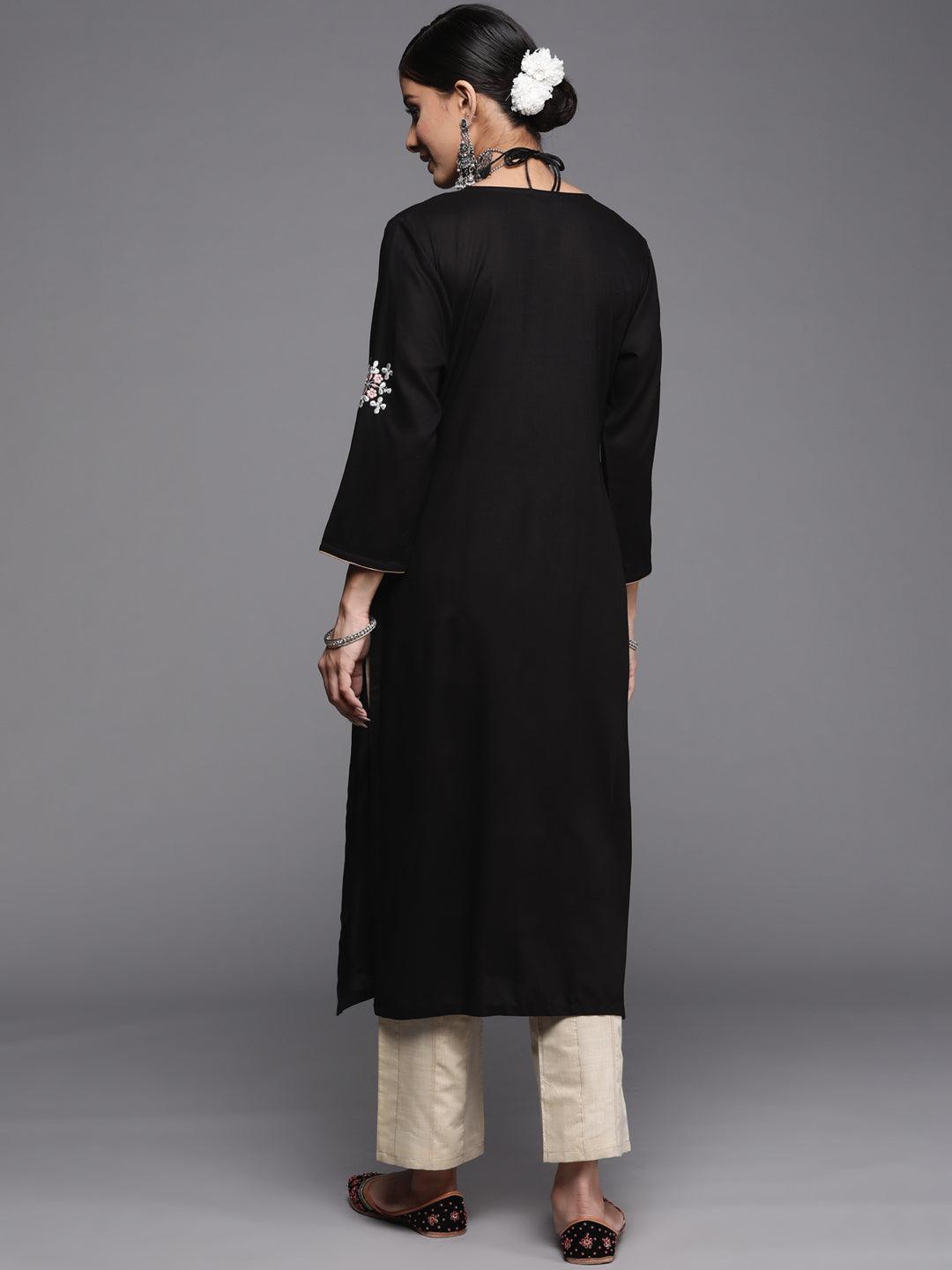 Black Yoke Design Rayon Kurta