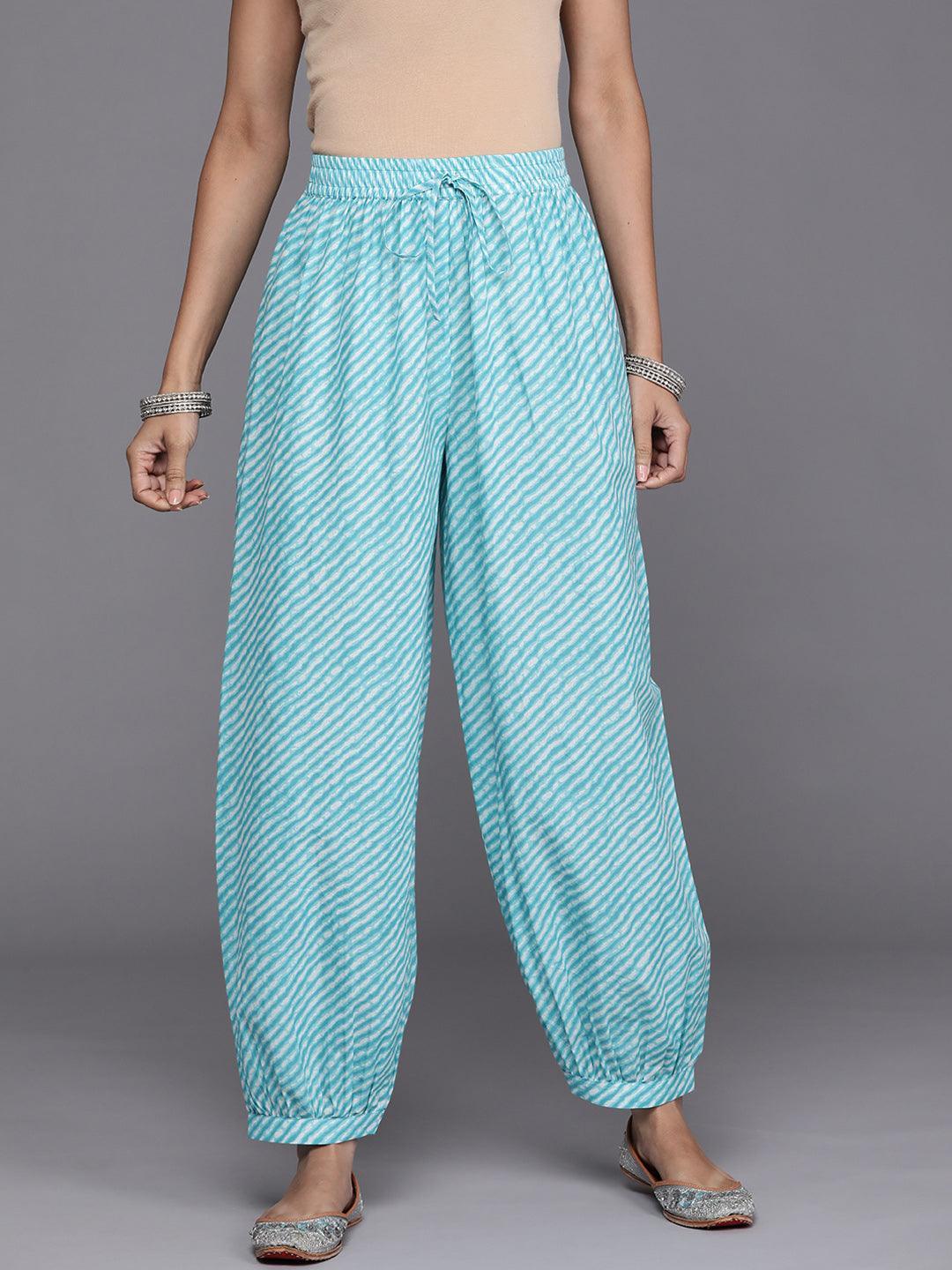 Blue Printed Cotton Salwar Pants - ShopLibas