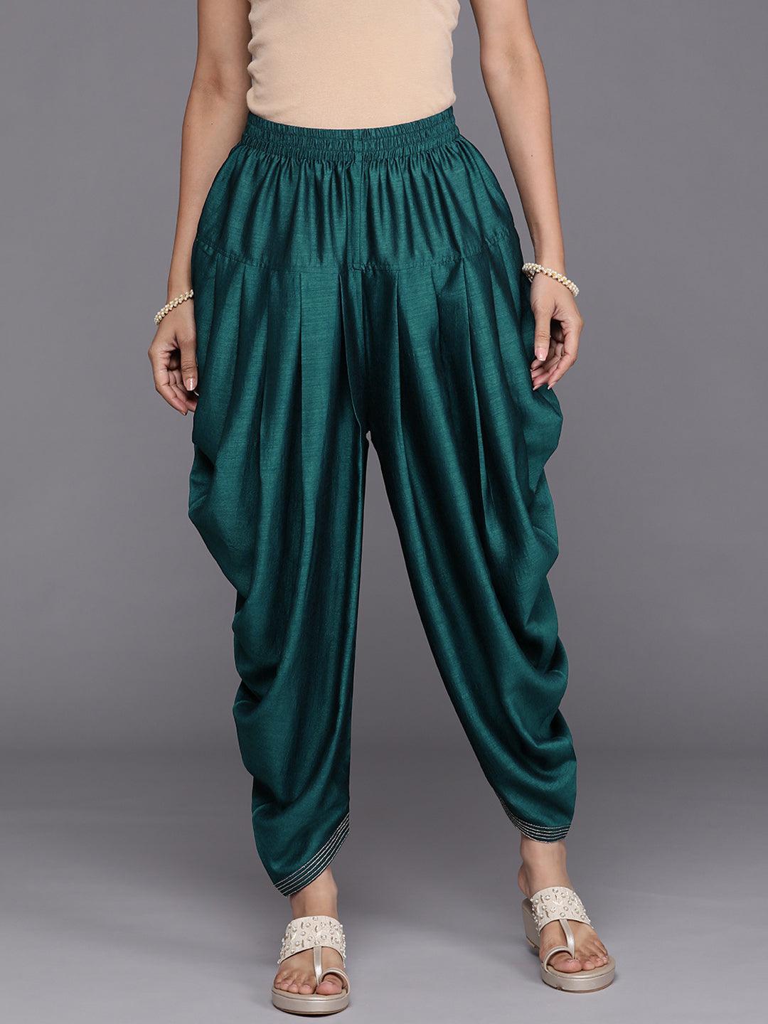 Blue Solid Silk Salwar Pants - ShopLibas