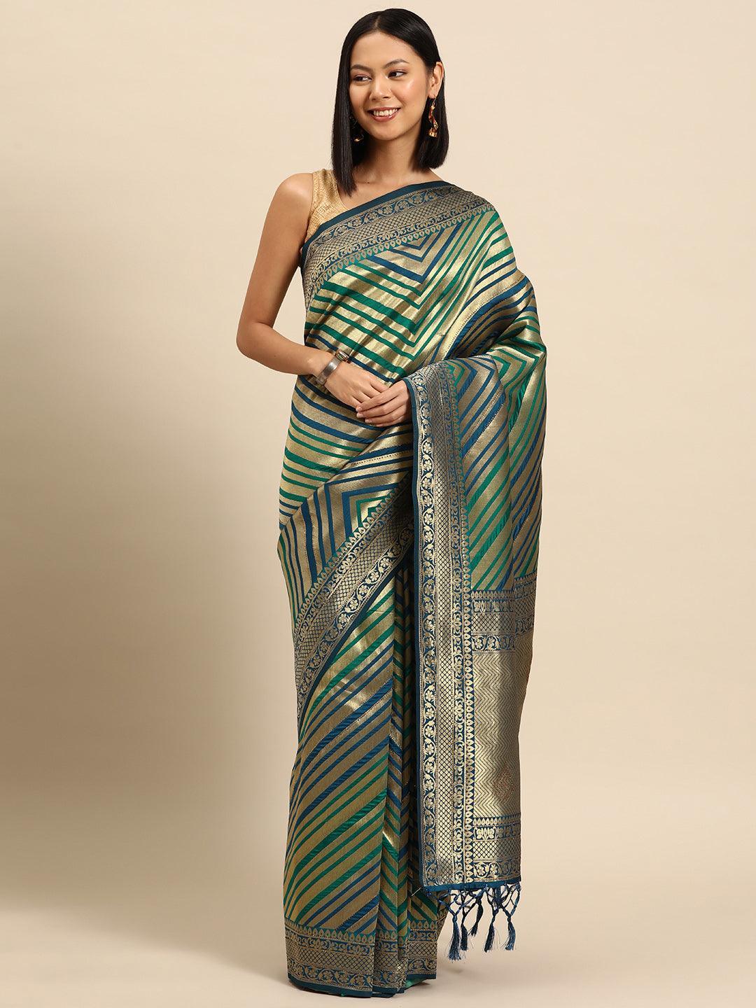 Blue Woven Design Brocade Saree