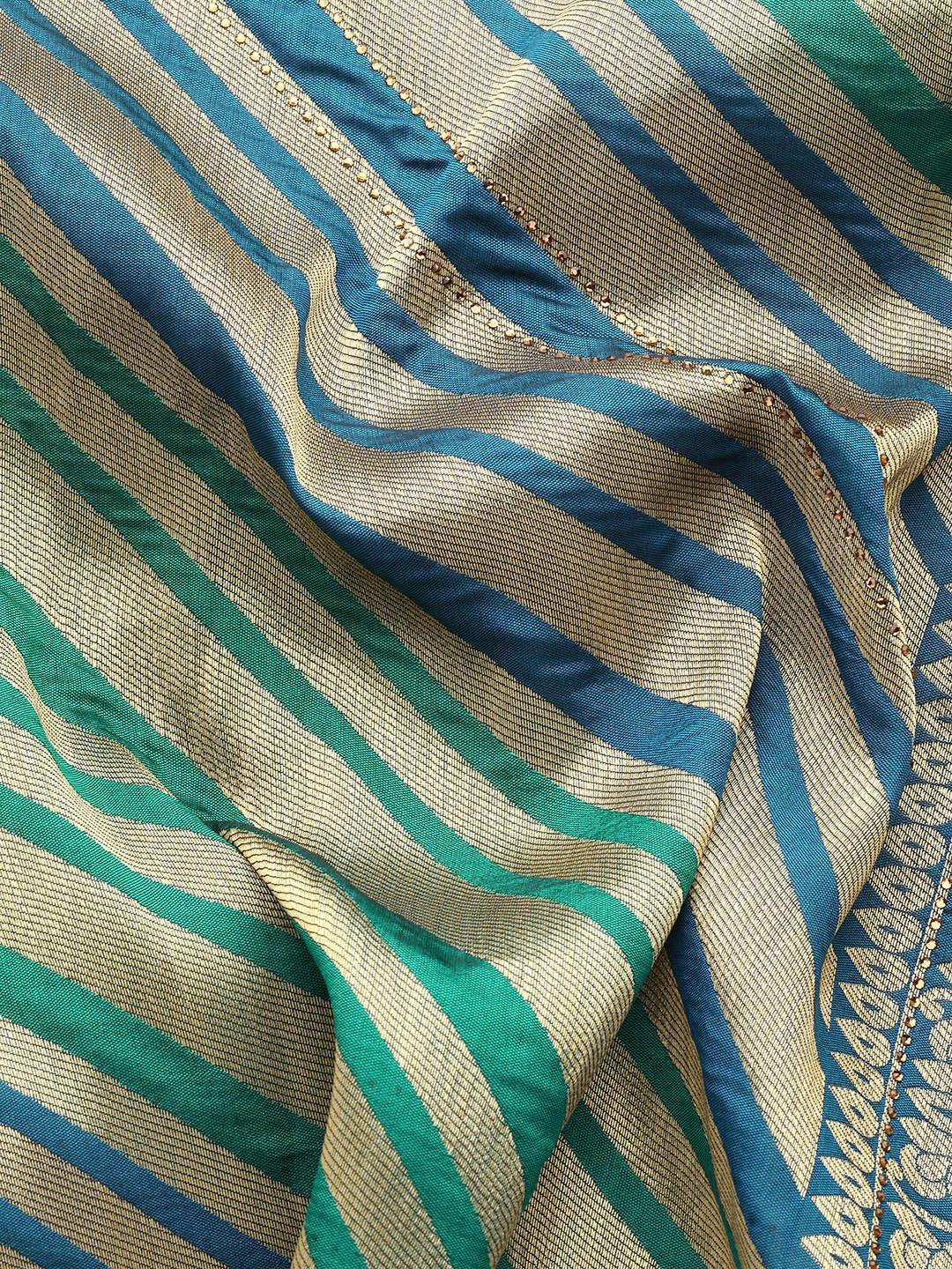 Blue Woven Design Brocade Saree - Libas