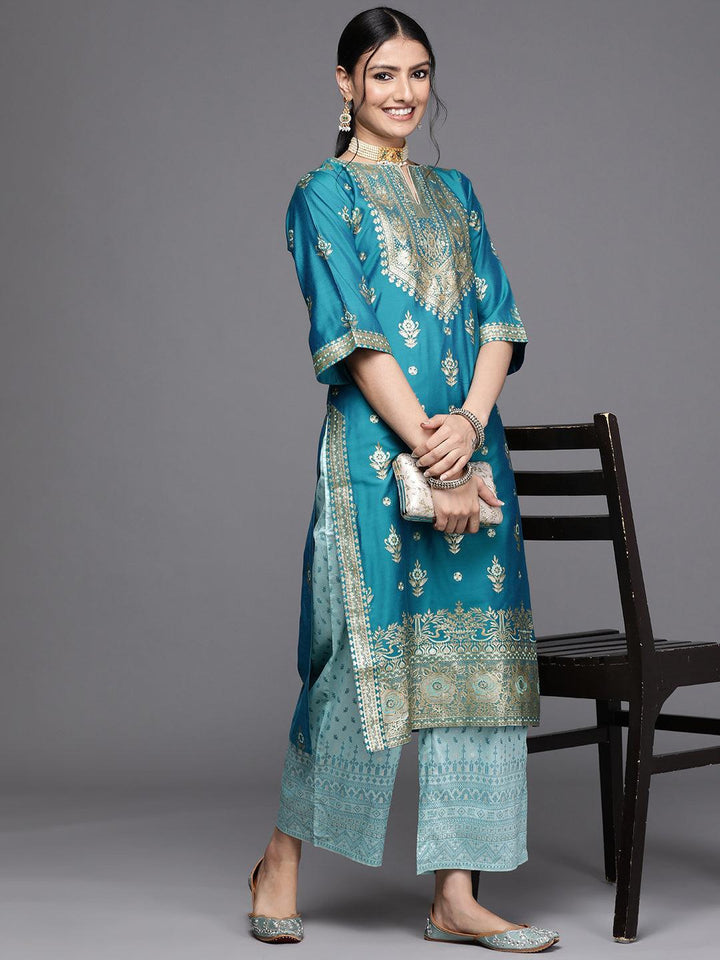 Blue Yoke Design Chanderi Silk Kurta - ShopLibas