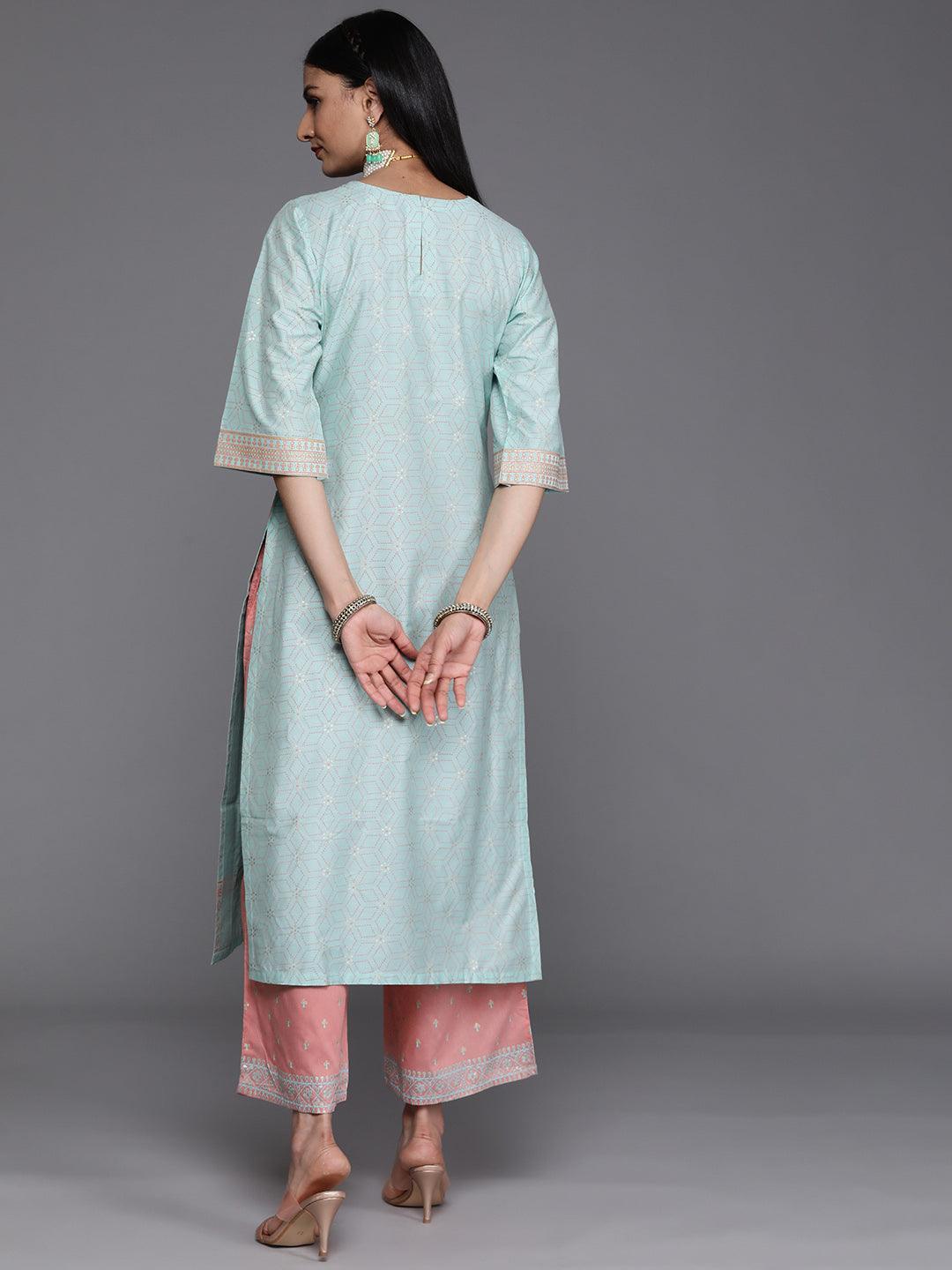 Blue Yoke Design Chanderi Silk Kurta