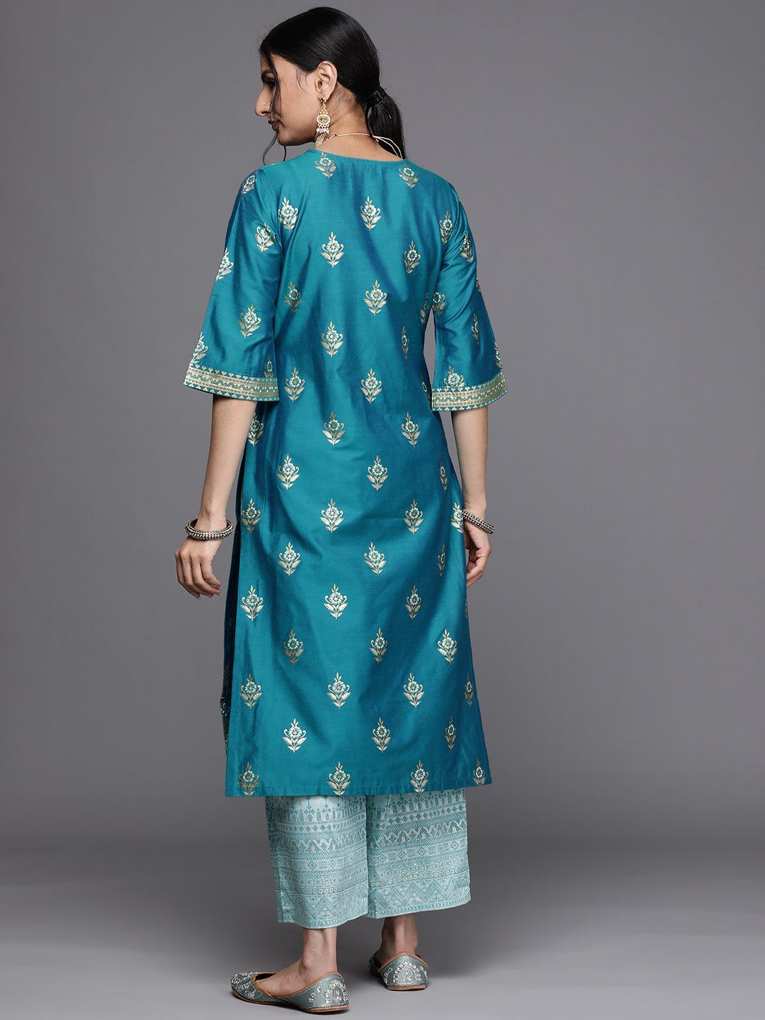 Blue Yoke Design Chanderi Silk Kurta - ShopLibas